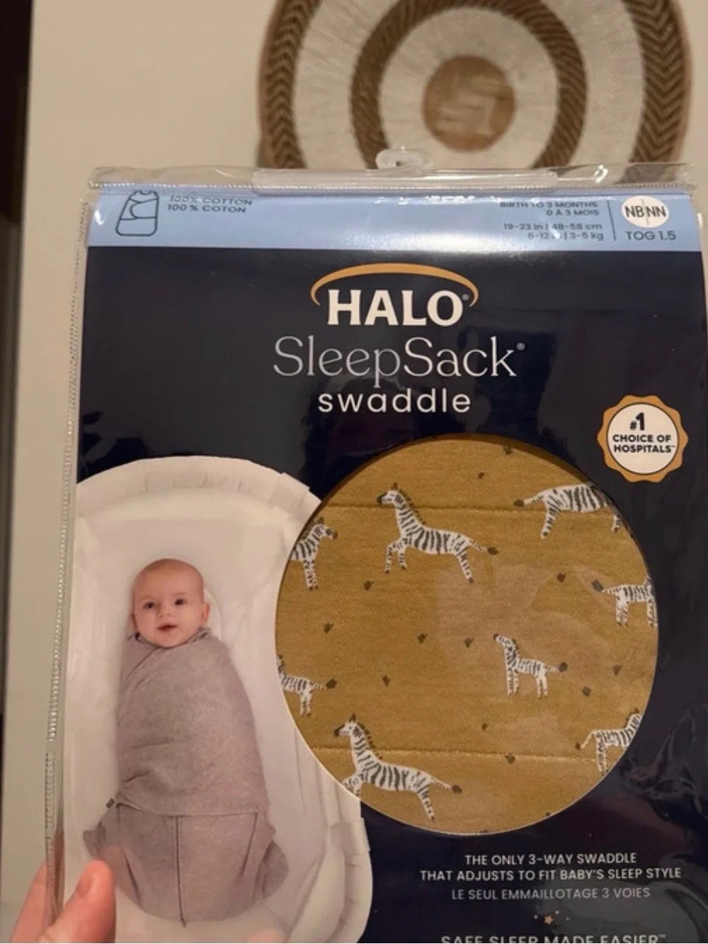 Halo SleepSack Swaddle - Mustard with Zebra Print